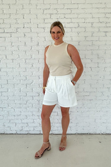 White Pleated Shorts FINAL SALE - STILOSA