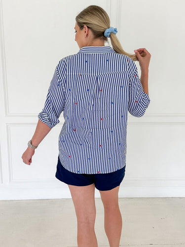 Blue & White Striped Button Down Shirt - STILOSA