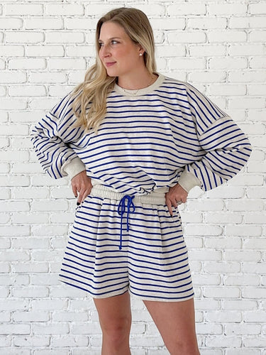 Striped French Terry Shorts - STILOSA