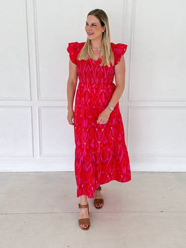 Amalfi Sunset Smocked Midi Dress - STILOSA