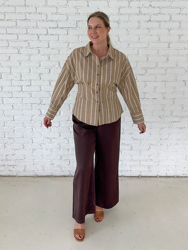 Striped Fitted Button-Down Blouse - STILOSA