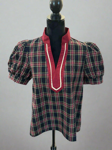 Navy & Burg Plaid Top FINAL SALE L - STILOSA