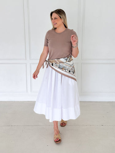Cotton Poplin Midi Skirt - STILOSA
