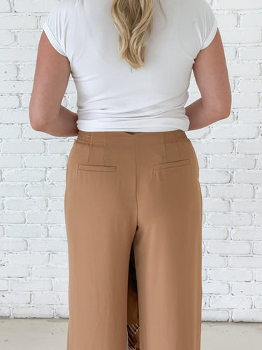 Camel Wide Leg Pleated Trousers - STILOSA