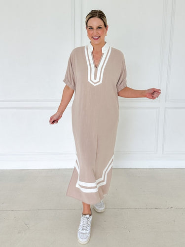 Latte Luxe Trim Midi Dress - STILOSA