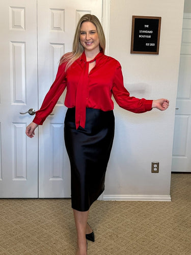 Satin Midi Skirt - Black FINAL SALE 1X - STILOSA