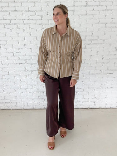 Striped Fitted Button-Down Blouse - STILOSA