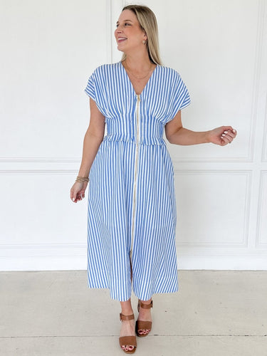 Skyline Striped Cotton Dress - STILOSA