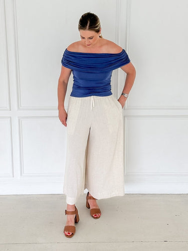 Linen Blend Palazzo Pants - STILOSA