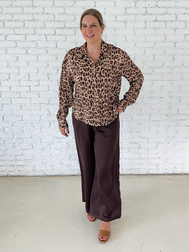 Leopard Print Button-Down Blouse - STILOSA