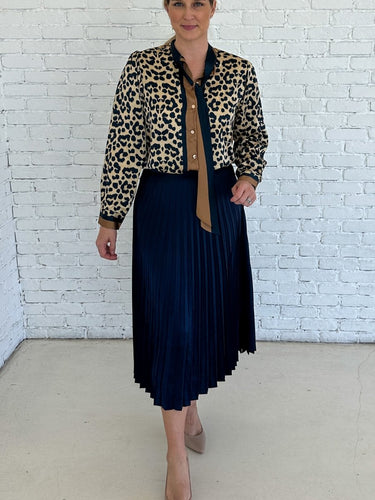 Navy Pleated Skirt FINAL SALE - STILOSA
