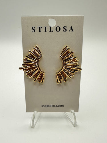 Gold Sunburst Fan Stud Earrings - STILOSA