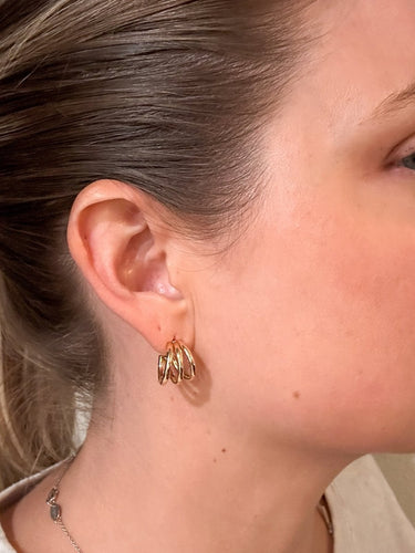 Gold Multi Hoop Stud Earrings - STILOSA