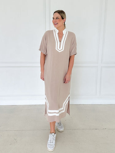 Latte Luxe Trim Midi Dress - STILOSA