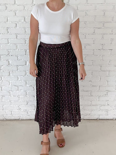 Polka Dot Satin Pleated Skirt - STILOSA