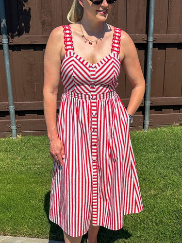 Red & Ivory Stripe Midi - STILOSA
