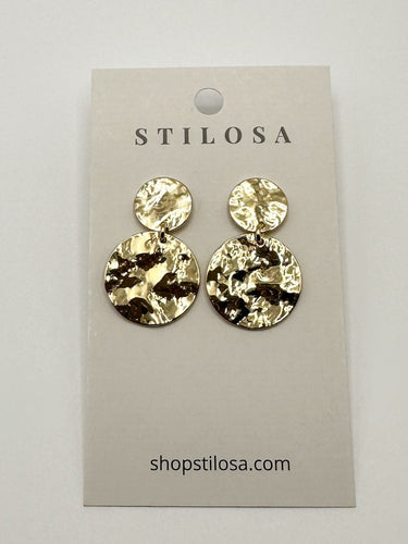 Hammered Gold Disc Drop Earrings - STILOSA