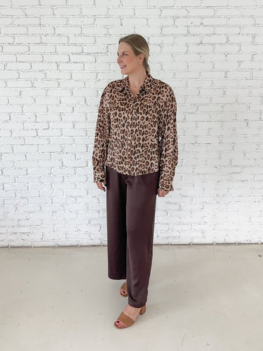 Leopard Print Button-Down Blouse - STILOSA