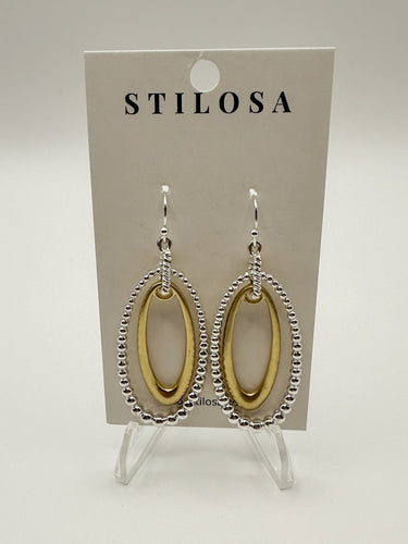 Two-Tone Oval Dangle Earrings - STILOSA