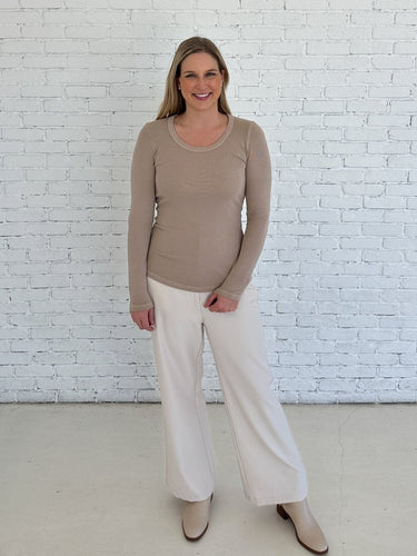 Scoop Neck Top Beige FINAL SALE - STILOSA