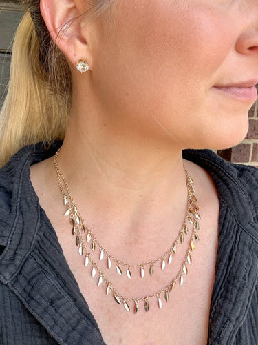 Gold Double Layer Fringe Necklace - STILOSA