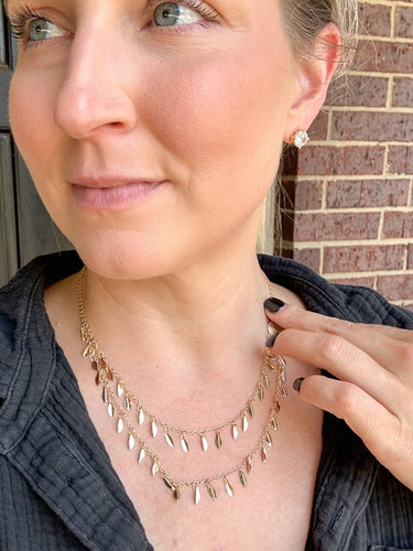 Gold Double Layer Fringe Necklace - STILOSA