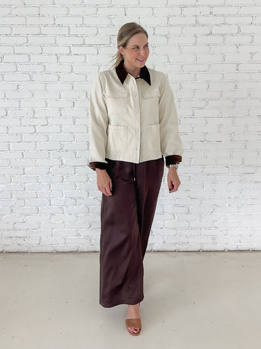 Ivory Corduroy Collar Chore Jacket - STILOSA