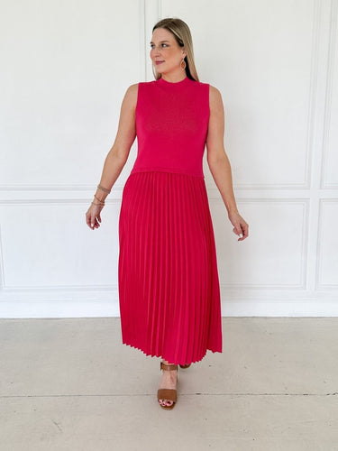 Pink Pleated Contrast Midi - STILOSA