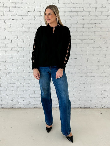 Black Lace Inset Blouse - STILOSA