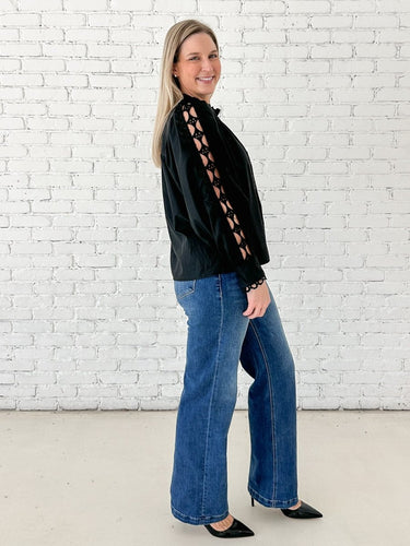 Black Lace Inset Blouse - STILOSA
