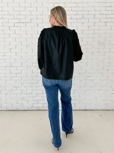 Black Lace Inset Blouse - STILOSA