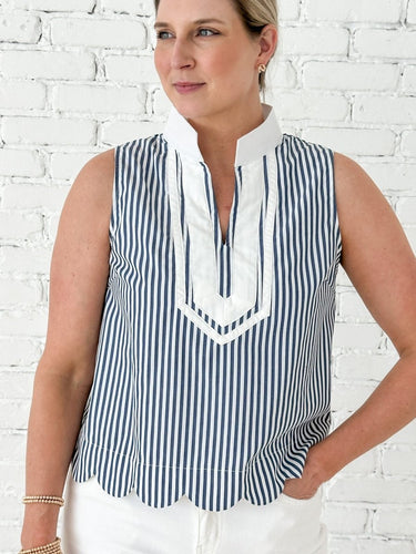 Harbor Stripe Sleeveless Blouse - STILOSA