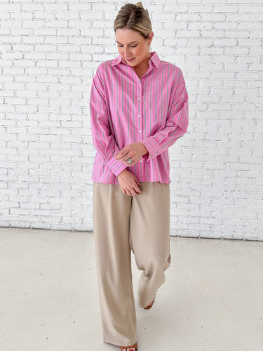 Pink Stripe Oversized Button Down - STILOSA
