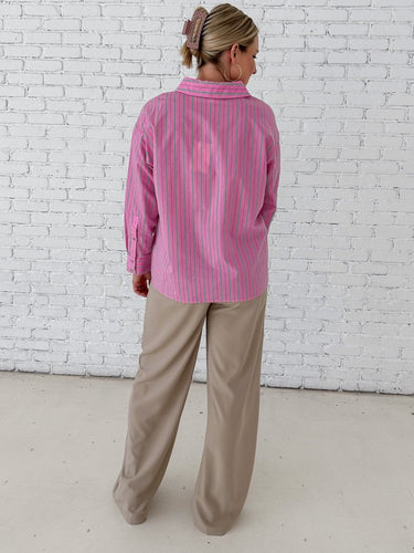 Pink Stripe Oversized Button Down - STILOSA
