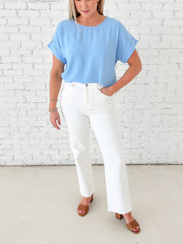 Mica High Rise Wide Leg White Denim - STILOSA