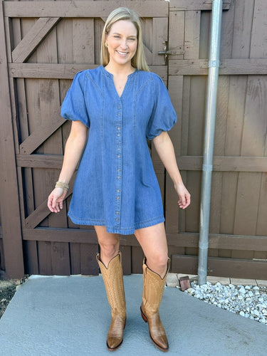 Saddle Stitch Denim Dress FINAL SALE - STILOSA
