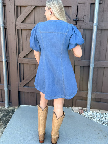 Saddle Stitch Denim Dress FINAL SALE - STILOSA