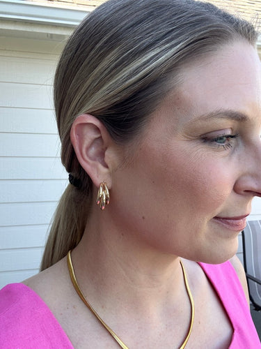 Golden Layered Hoop Earrings - STILOSA