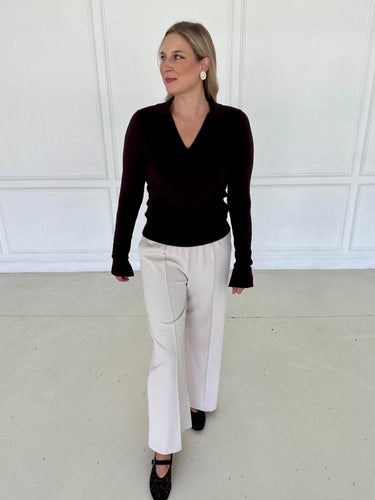Dark Chocolate Collared Top FINAL SALE - STILOSA