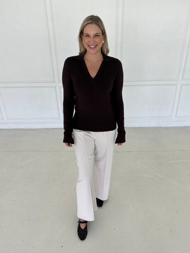 Dark Chocolate Collared Top FINAL SALE - STILOSA