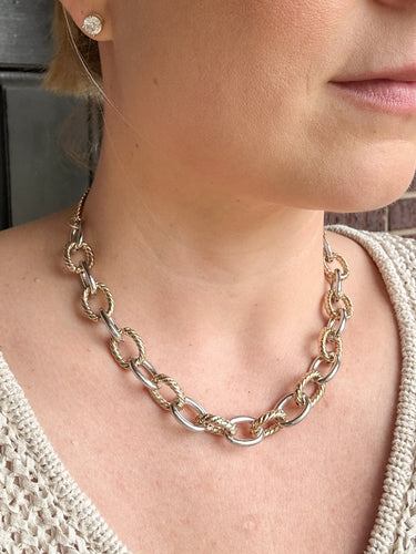 Two-Tone Chunky Chain Necklace - STILOSA