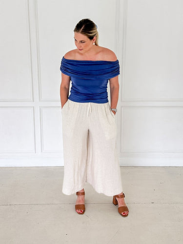 Linen Blend Palazzo Pants - STILOSA