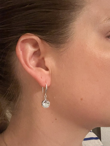 Silver Crystal CZ Bezel Dangle Earrings - STILOSA