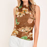 Brown Floral Mesh Mock Neck Top FINAL SALE - STILOSA