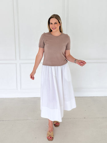 Mocha Scoop Neck Sweater Top - STILOSA