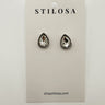 Silver Teardrop CZ Bezel Stud Earrings - STILOSA