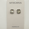 Silver Emerald Cut CZ Bezel Stud Earrings - STILOSA