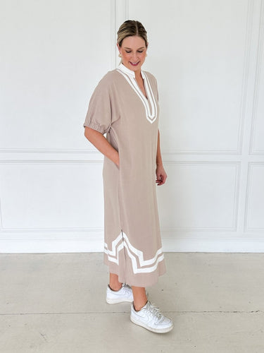 Latte Luxe Trim Midi Dress - STILOSA