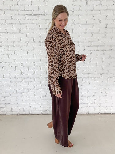 Leopard Print Button-Down Blouse - STILOSA