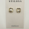 Gold Emerald Cut CZ Bezel Stud Earrings - STILOSA